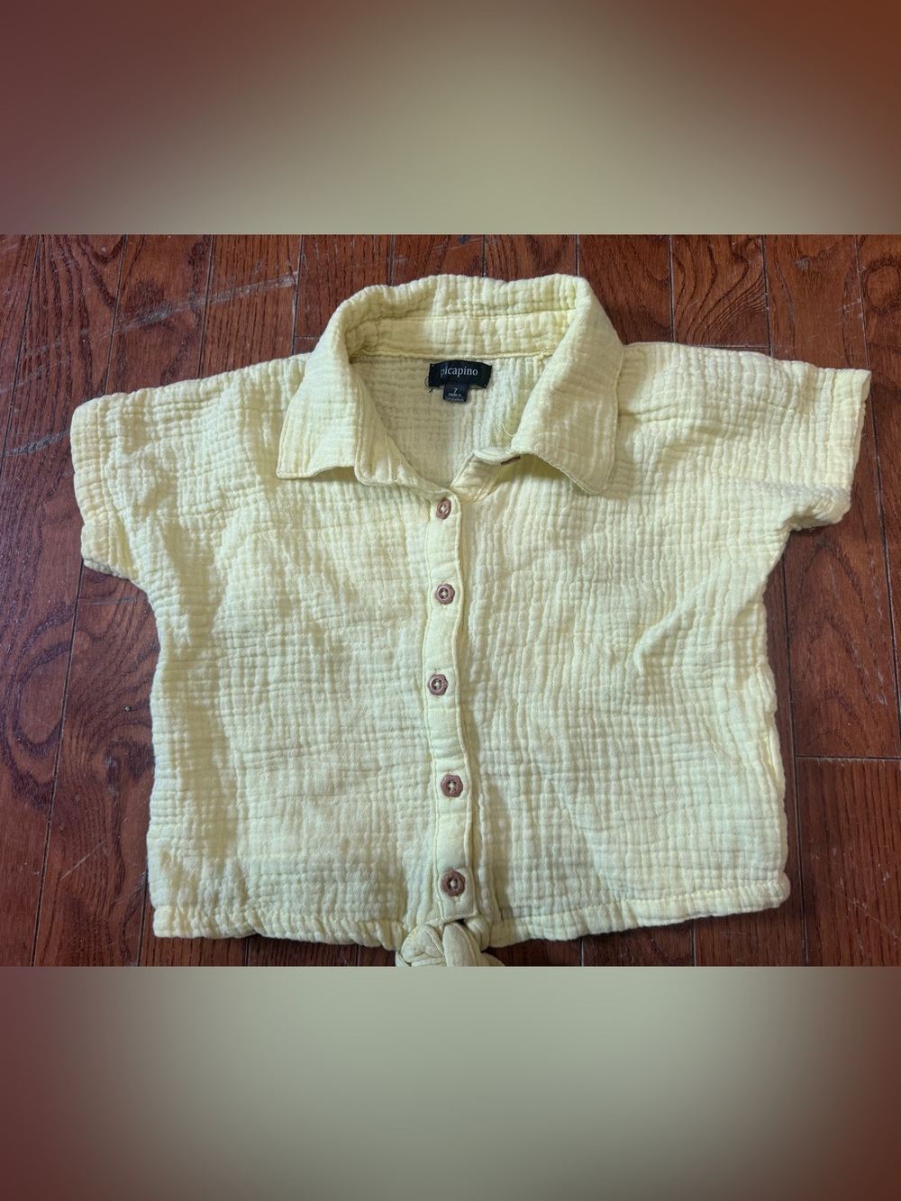 Picapino Kids' Light Yellow Button-Front Gauze Shirt